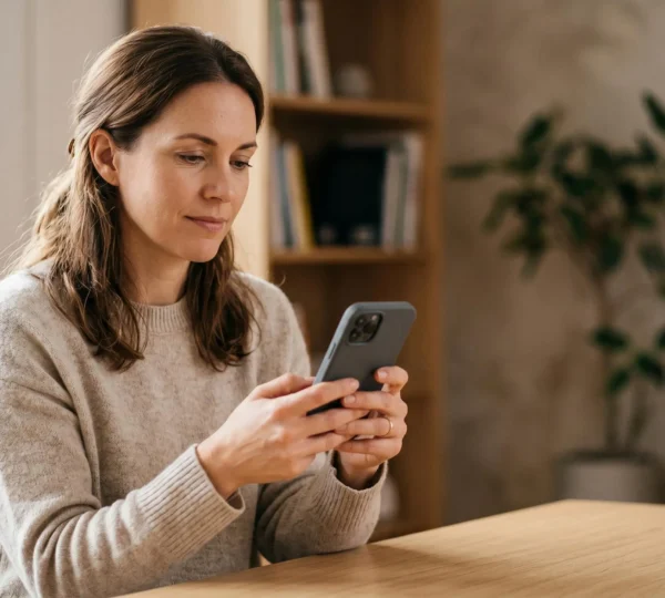 Person reviewing healthcare options on smartphone with medical consultation interface visible