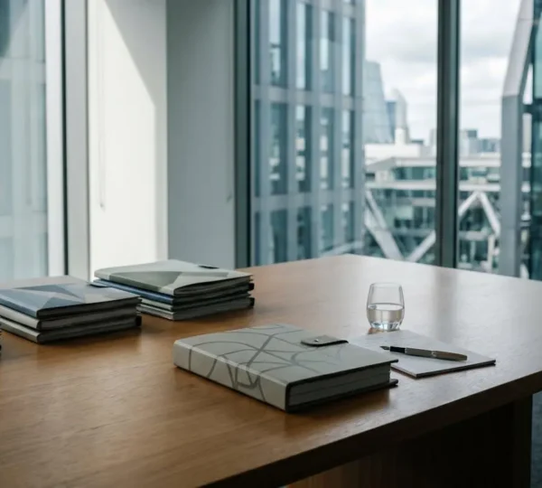Professional contemplating multiple pension documents and financial growth concepts in modern office setting