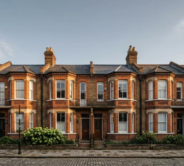 Victorian terrace house exterior with original architectural features preserved during energy retrofit renovation